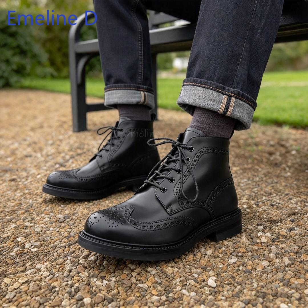 Мужские ботинки-броги из натур – обзор и цена Formal Men Daily Wear Footwear